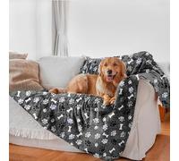 Couverture de lit en flanelle imperméable pour chien - 76,2 x 101,6 cm - Gris - Antidérapante - Réutilisable - Lavable - Tapis de camping pour animaux de compagnie, enfants, adultes, chiens et chats