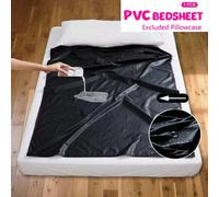 Couverture de lit imperméable, tissu PVC, tapis de protection en vinyle, coussin de couche en EVA. Drap-housse, housse de coussin anti-poussière Noir Épais 200x220,51x86,5 pouces,31x39,3 pouces,63x86,