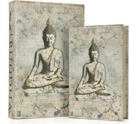 Couverture de livre Bouddha - Cachette secrète en 2 parties au design zen - Boîte à livres décorative pour bijoux & documents - Boîte de rangement cachée 33,2x22x7cm & 26,2x17x5cm