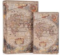 Couverture de livre Carte du Monde - Cachette secrète en 2 parties de style antique - Boîte à livre décorative pour bijoux & documents - Boîte de rangement cachée 27,2x18x7cm & 21,2x13x5cm