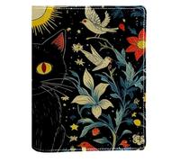 Couverture de livre esthétique en cuir synthétique avec motif chat noir, réutilisable, convient pour les ordinateurs portables de 148 x 210 mm