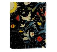 Couverture de livre esthétique en cuir synthétique avec motif chat noir, réutilisable, convient pour les ordinateurs portables de 148 x 210 mm