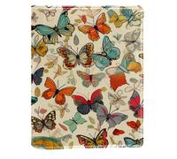 Couverture de livre remplaçable en cuir PU avec papillons colorés dessinés à la main, convient pour les ordinateurs portables de 148 x 210 mm