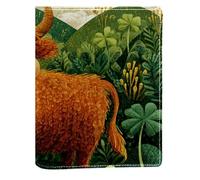 Couverture de livre remplaçable en cuir PU réutilisable avec motif vache et trèfle porte-bonheur, convient pour les ordinateurs portables de 148 x 210 mm
