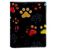 Couverture de livre remplaçable en cuir PU réutilisable avec pattes de chien et chat, convient pour les ordinateurs portables de 148 x 210 mm