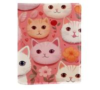 Couverture de livre remplaçable en cuir PU réutilisable pour ordinateur portable de 148 x 210 mm Motif chats floraux