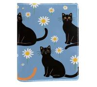 Couverture de livre remplaçable en cuir PU réutilisable pour ordinateurs portables de 148 x 210 mm Motif chats Daisy