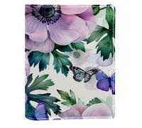 Couverture de livre remplaçable en cuir synthétique avec motif fleur d'anémone rose, convient pour les ordinateurs portables de 148 x 210 mm