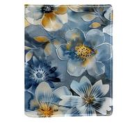 Couverture de livre remplaçable en cuir synthétique avec motif floral jaune et bleu, convient pour les ordinateurs portables de 148 x 210 mm