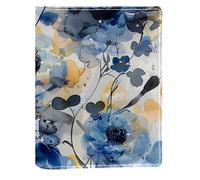 Couverture de livre remplaçable en cuir synthétique avec motif floral jaune et bleu, convient pour les ordinateurs portables de 148 x 210 mm