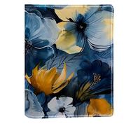 Couverture de livre remplaçable en cuir synthétique avec motif floral jaune et bleu, convient pour les ordinateurs portables de 148 x 210 mm