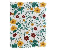 Couverture de livre remplaçable en cuir synthétique avec motif floral jaune et rouge, convient pour les ordinateurs portables de 148 x 210 mm