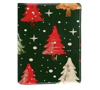 Couverture de livre remplaçable en cuir synthétique avec motif sapins de Noël dessinés à la main, convient pour les ordinateurs portables de 148 x 210 mm