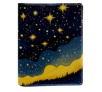 Couverture de livre remplaçable jaune ciel étoilé en cuir PU réutilisable, convient pour les ordinateurs portables de 148 x 210 mm