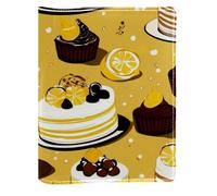 Couverture de livre remplaçable motif dessert jaune, protection réutilisable en cuir PU, convient pour les ordinateurs portables de 148 x 210 mm