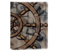 Couverture de livre remplaçable vintage en cuir PU avec motif ancres de volant, convient pour les ordinateurs portables de 148 x 210 mm