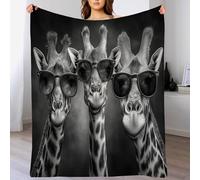 Couverture De Lunettes Girafe en Flanelle, Couverture en Flanelle Animal Drôle, Moelleuse Douce Et Chaude Décoration De Chambre pour Adolescents Et Adultes 130x150cm