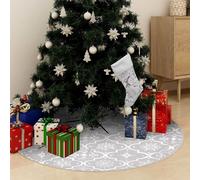Couverture de luxe pour arbre de Noël avec chaussette Blanc 122 cm de tissu