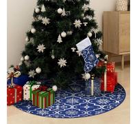 Couverture de luxe pour arbre de Noël avec chaussette Bleu 122 cm Tissu