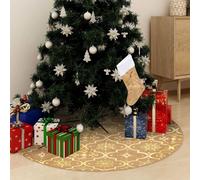 Couverture de luxe pour arbre de Noël avec chaussette Jaune 150 cm de tissu