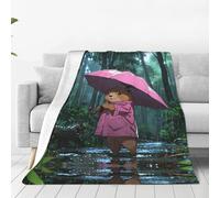 Couverture de marmotte avec parapluie en flanelle ultra douce - Couverture de canapé, de sieste, de camping, de pique-nique - 127 x 101,6 cm