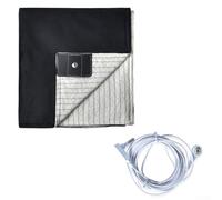 Couverture de mise à la terre 50 x 70 cm avec fibre conductrice argentée uniformément répartie en coton polyester et cordon de mise à la terre standard (noir)