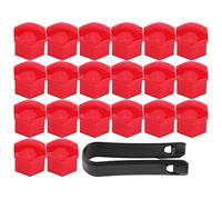Couverture de moyeu de Roue EVGATSAUTO, 20 pièces 17mm Universel Voiture écrou de Roue Boulon vis Couvre Bouchons de Protection de Pneu(Rouge)
