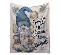 Couverture de nain de Noël, flocon de neige d'hiver, couverture en flanelle de gnome | Couverture décorative de nain bleu chaud, jolie couverture pour canapé, lit, couverture de lit et chaude pour