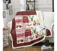 Couverture de Noël 75x100 cm, flocon de neige, couverture floue, cerf, bois de cerf, père Noël, couverture polaire pour enfants, adolescents, rouge, noir, buffle, à carreaux, vert de Noël, en peluche
