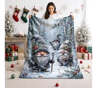 Couverture de Noël avec nains de forêt et nains d'hiver 101,6 x 152,4 cm