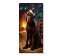 Couverture de Noël pour chien - Bannière décorative confortable - Labrador marron - Décoration de vacances pour intérieur et extérieur - 91,4 x 183 cm
