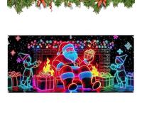 Couverture de Noël pour Porte de Garage - Imperméable avec LED Grande Décoration pour Fêtes - d'hiver de Noël pour Garage - pour Porche Patio Maison Fête Cour