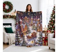 Couverture de Noël Scène de village d'hiver 101,6 x 127 cm