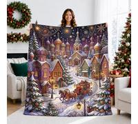 Couverture de Noël Scène de village d'hiver 127 x 152,4 cm