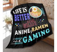 Couverture de nouilles Ramen La vie est meilleure avec les jeux Ramen Anime Cadeaux pour enfants Gar ons Hommes Doux L ger Peluche Polaire Couett