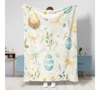 Couverture de Pâques en flanelle pour canapé, lit, plage, voyage, décoration d'intérieur et de canapé, 152,4 x 203,2 cm, motif libellules de Pâques