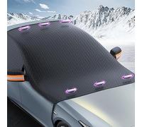 Couverture de pare-brise de voiture - Couverture de pare-brise d'hiver avec 6 fixations magnétiques - Pliable - Pour la neige, la glace, le gel, la poussière, le soleil