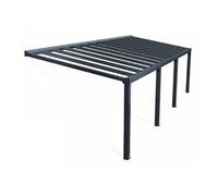 Pergola adossée Stockholm Palram Canopia aluminium et polycarbonate gris 3,32 x 9,5m