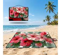 Couverture de Pique-Nique 200x200cm,Outdoor Couverture Imperméable,Pliable Tapis de Plage Dos en PVC Anti-Sable,Grande Picnic Blanket pour Camping Accessoires,Jardin,Parc - Rose,Fleur (2) UZ-499