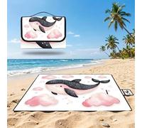 Couverture de Pique-Nique 200x200cm,Outdoor Couverture Imperméable,Pliable Tapis de Plage Dos en PVC Anti-Sable,Grande Picnic Blanket pour Camping Accessoires,Jardin,Parc,Famille - Rose,baleine UZ-919