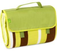Couverture de pique-nique BRUBAKER polaire avec fond PEVA imperméable 150 x 135 cm vert clair rayures marron blanc