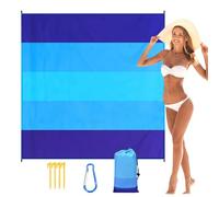 Couverture de pique-nique de plage, couvertures de plage pour le sable,Tapis sans sable compact | Feuille de séchage rapide étanche avec 4 inserts et 1 poche d'angle, 1 mode 82 x 78 pouces pour