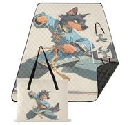 Couverture de pique-nique pliable et imperméable pour adultes et couples Motif chien Kung Fu