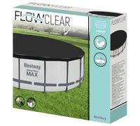 Couverture de Piscine Flowclear Fast Set Bestway en PVC 555 cm avec Trous de Drainage, Attaches en Corde, Protection hivernage pour Piscine Steel Pro Max et Power Steel