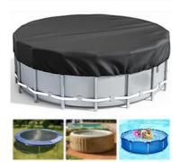 Couverture de piscine ronde universelle 210D compatible avec les piscines hors sol gonflables Intex Bestway de 6/8/10/12/15 pieds 12FT(366x20CM)