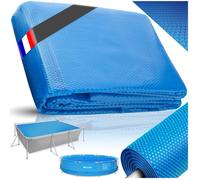 Couverture de piscine - TECTAKE - Bâche de piscine rectangulaire en polyéthylène avec film solaire auto-flottant 220 x 450 cm - Bleu