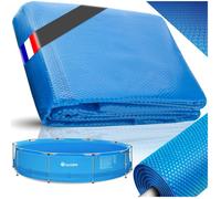 Couverture de piscine - TECTAKE - Bâche de piscine ronde, film solaire auto-flottant en polyéthylène 300 cm de diamètre - Bleu