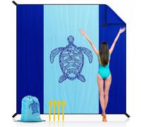 Couverture de Plage étanche étanche à Sable à Sable 83x79 Pouces Turtle Match Polyester Beach Mat avec pieu, Boucle et Sac de Rangement, Accessoires Must Haves