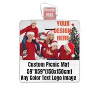 Couverture de plage imperméable avec photo personnalisée, tapis de pique-nique personnalisé avec n'importe quelle couleur de texte, tapis d'extérieur pliable sur mesure pour camping, parc (carré)