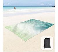 Couverture de plage/tapis de sable lisse et ensoleillé avec poches d'angle et sac en filet 215 x 183 cm. convient pour les fêtes